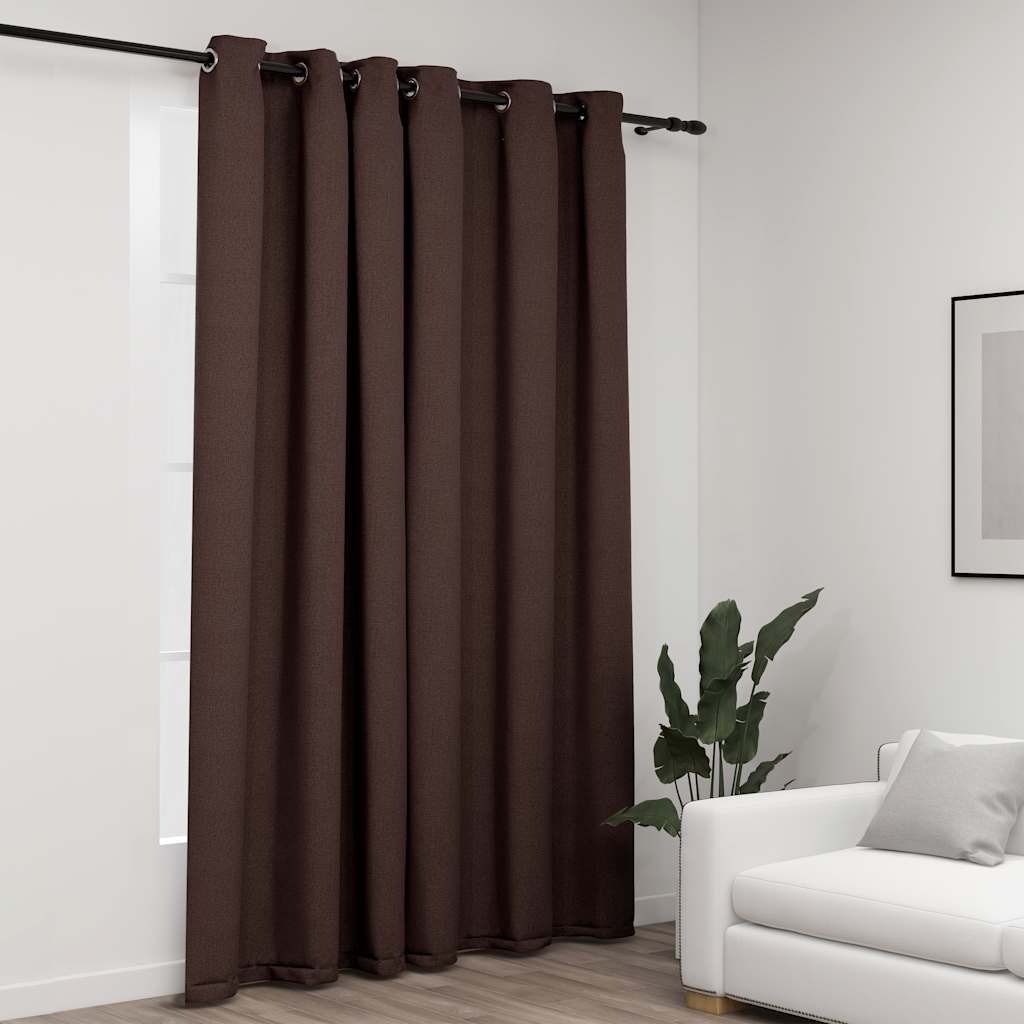 Verdunkelungsvorhang mit Ösen Leinenoptik Taupe 290x245 cm