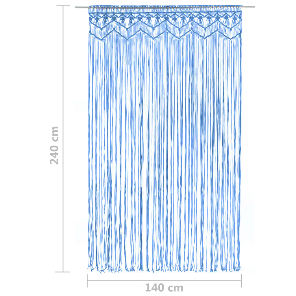 Makramee Vorhang Blau 140x240 cm Baumwolle