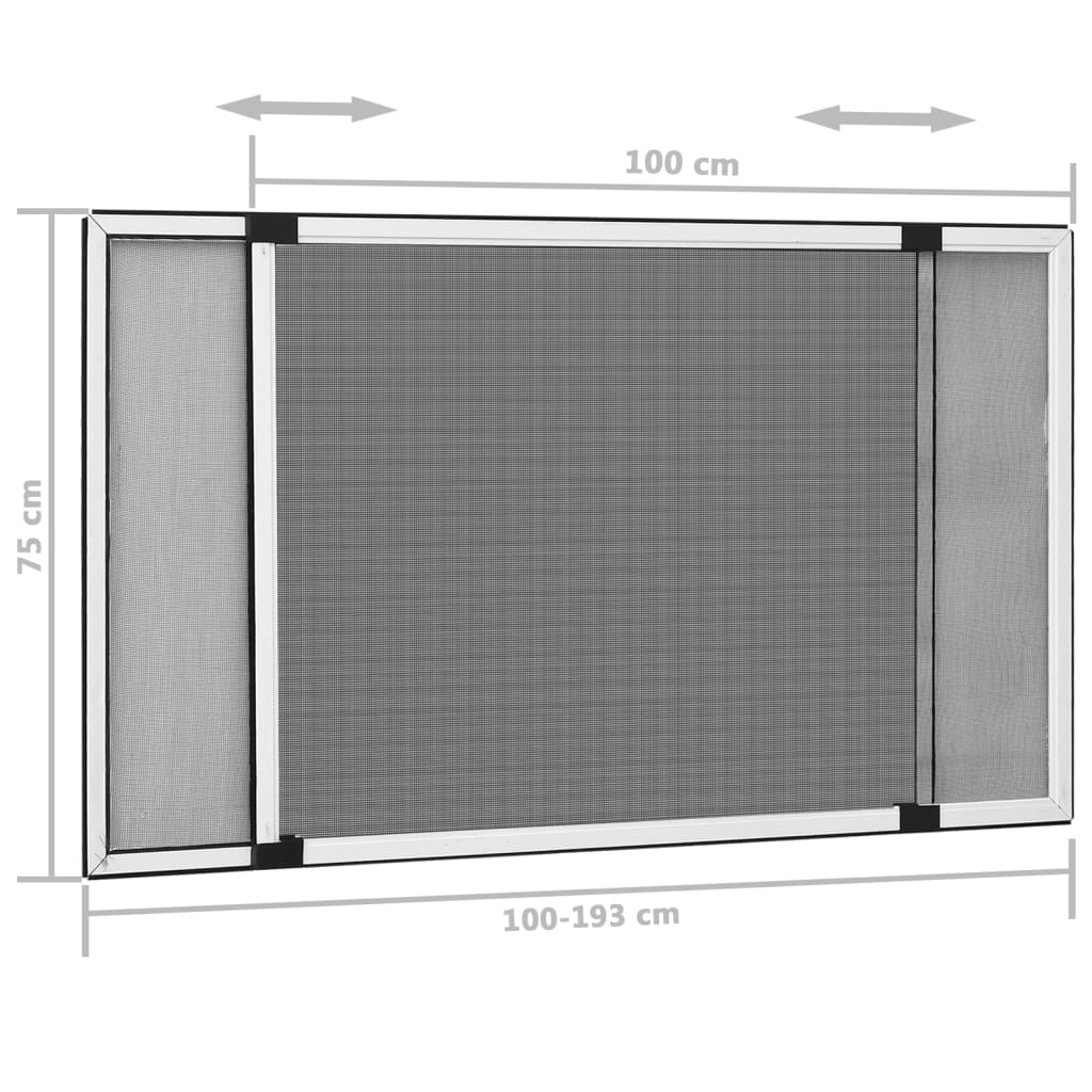 Teleskop-Fliegengitter für Fenster Weiß (100-193)x75 cm