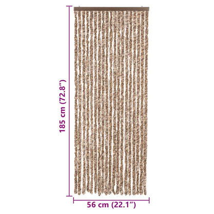 Fliegenvorhang Beige und Dunkelbraun 56x185 cm Chenille