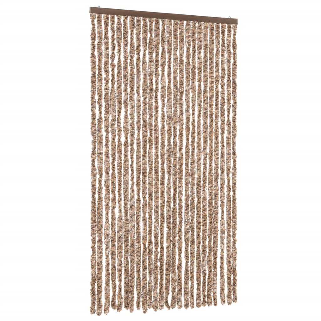 Fliegenvorhang Beige und Dunkelbraun 100x220 cm Chenille