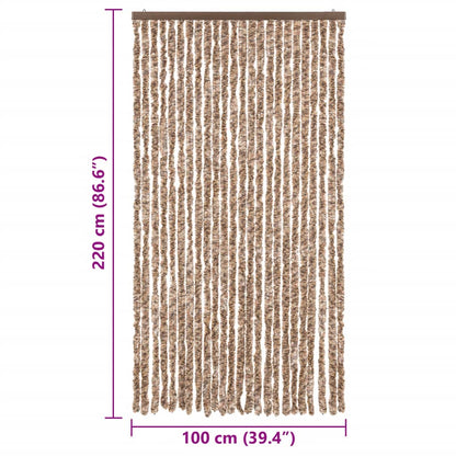 Fliegenvorhang Beige und Dunkelbraun 100x220 cm Chenille