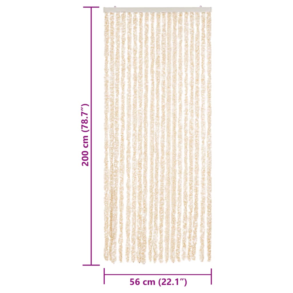 Fliegenvorhang Beige und Weiß 56x200 cm Chenille