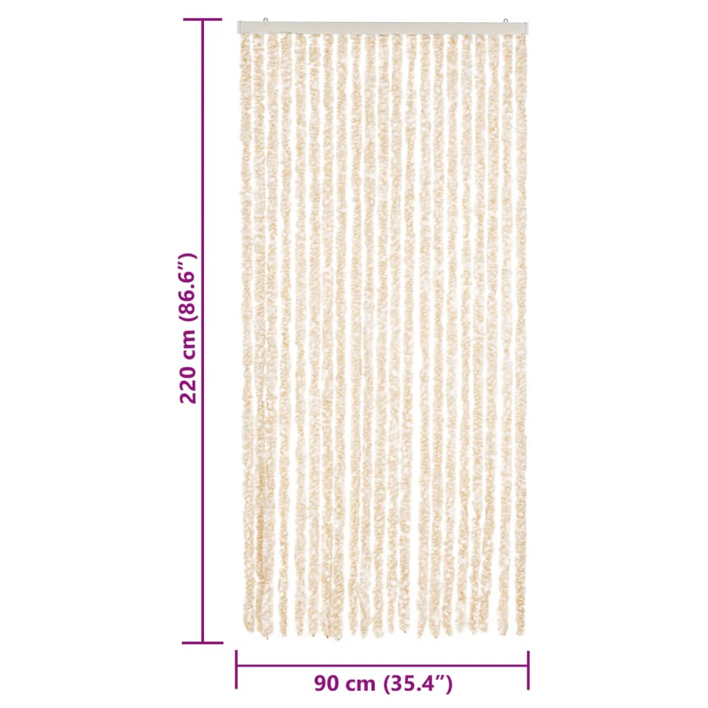 Fliegenvorhang Beige und Weiß 90x220 cm Chenille