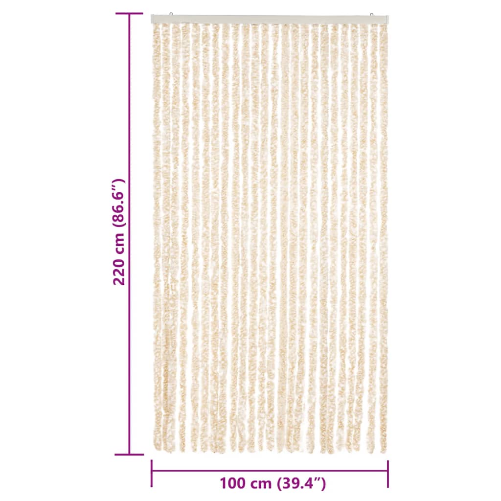 Fliegenvorhang Beige und Weiß 100x220 cm Chenille