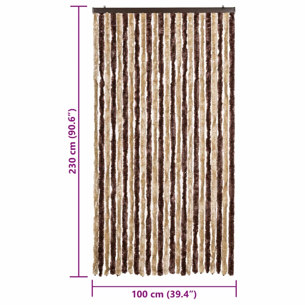 Fliegenvorhang Beige und Hellbraun 100x230 cm Chenille