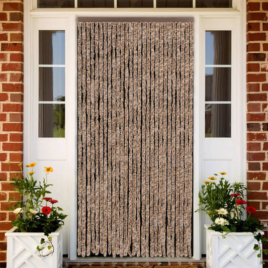 Fliegenvorhang Beige und Dunkelbraun 118x220 cm Chenille