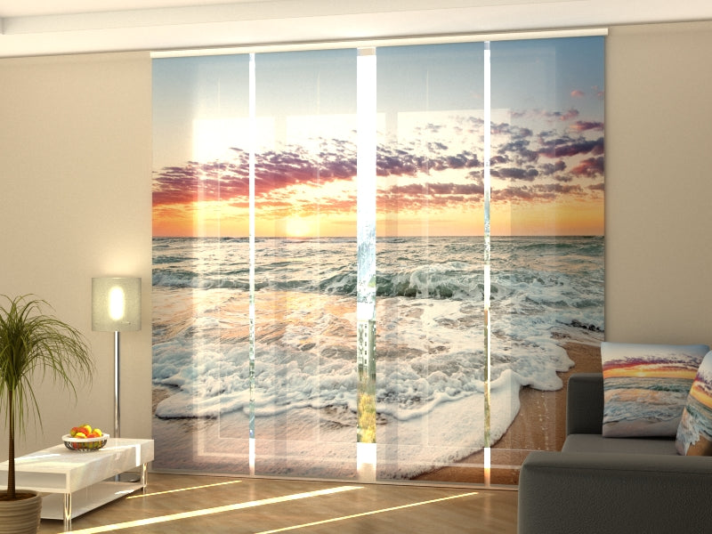 4-Flächenvorhang Set mit Zubehör, Ozean-Sonnenaufgang, Größe: 60x245 cm