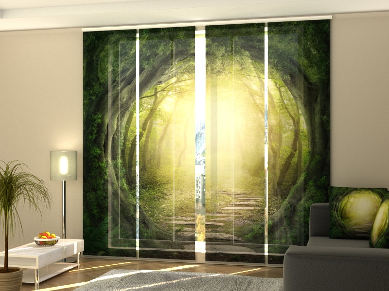 4-Flächenvorhang Set mit Zubehör, Weg zum Zauberwald, Größe: 60x245 cm